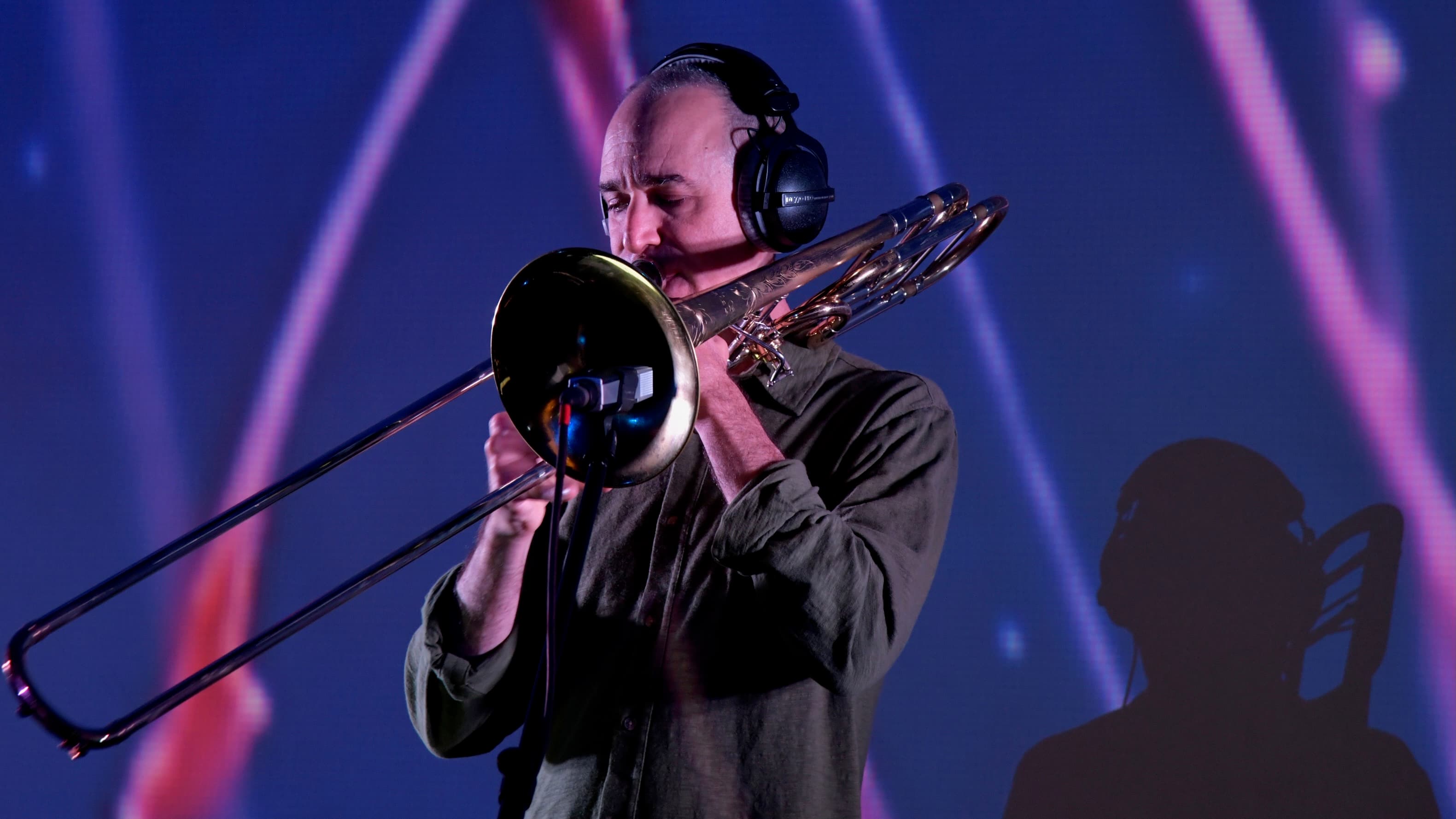 Michael Dessen performing on trombone